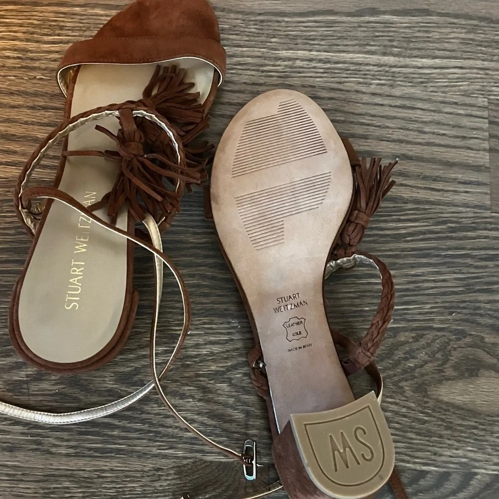 Stuart Weitzman Fringe Heels camel/tan